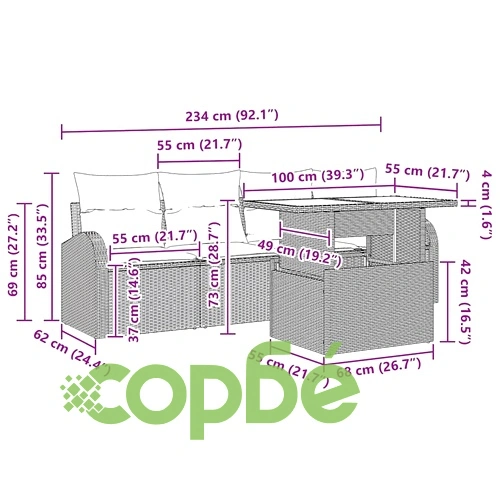 Комплект градински мебели 5 части с възглавници бежов полиратан ➤ топ цена ➤ sorbe.bg
