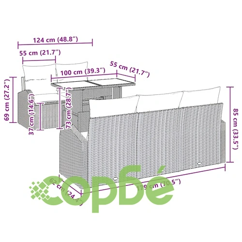 Градински комплект софа с възглавници 6 части бежов полиратан 100x55x73 см ➤ топ цена ➤ sorbe.bg