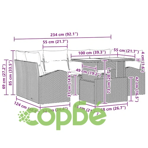 Градински комплект мебели 7 части с възглавници бежов полиратан ➤ топ цена ➤ sorbe.bg