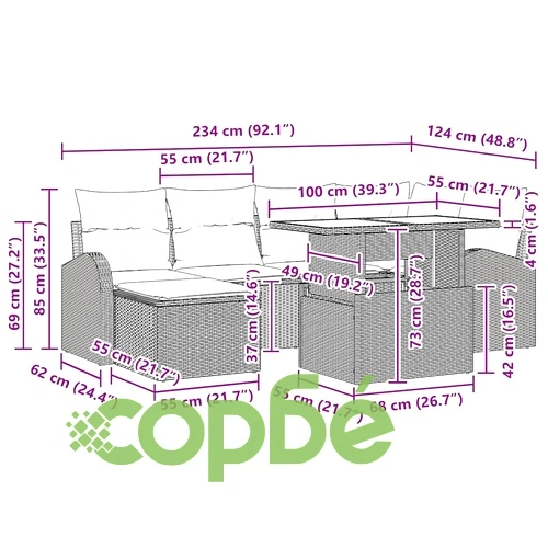 7-части градински диван комплект с възглавници бежов полиратан ➤ топ цена ➤ sorbe.bg