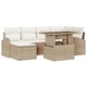 7-части градински диван комплект с възглавници бежов полиратан