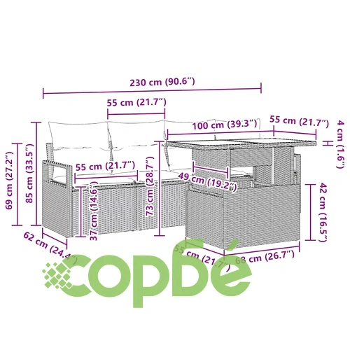 Градински комплект мебели 5 части полиротан бежов и кремав 100x55x73 см ➤ топ цена ➤ sorbe.bg