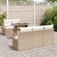 Градински комплект мебели 6 части с възглавници бежово полиратан 100x55x73 см