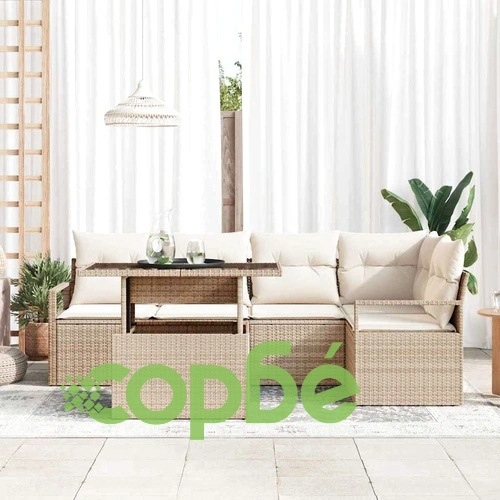 Градински диван комплект 6 части полиратан бежово и кремаво 100x55x73 см ➤ топ цена ➤ sorbe.bg