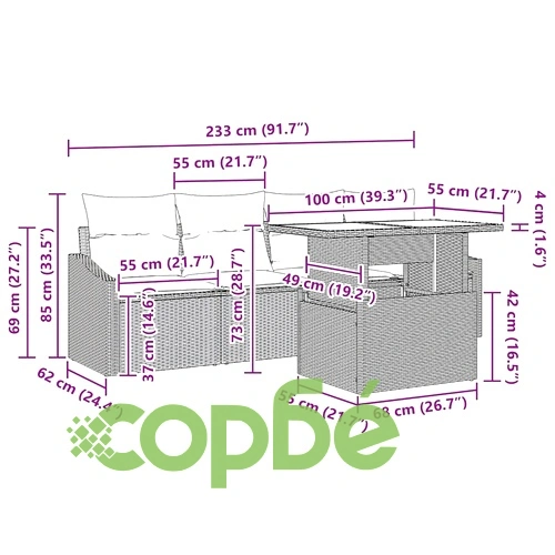 Градински диван комплект 5 части полиратан бежов и кремав 100x55x73 см ➤ топ цена ➤ sorbe.bg