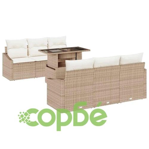 Градински комплект мебели 7 части от полиратан бежов и кремав 100x55x73 см ➤ топ цена ➤ sorbe.bg
