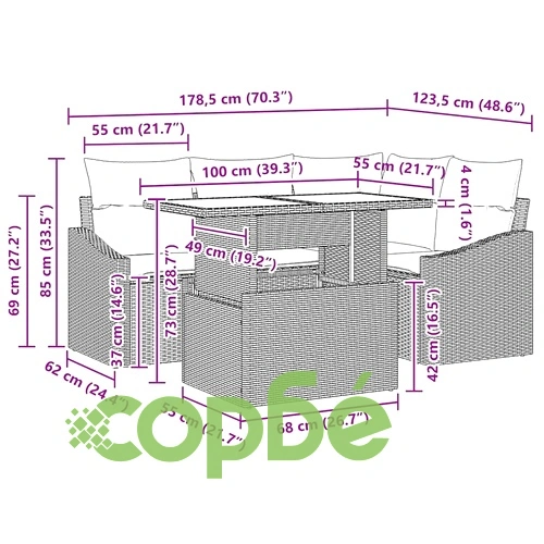 Градински комплект мебели 5 части полиратан бежов и кремав 100 x 55 x 73 см ➤ топ цена ➤ sorbe.bg