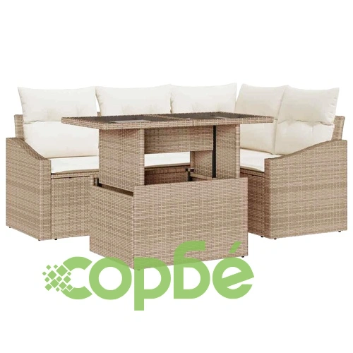 Градински комплект мебели 5 части полиратан бежов и кремав 100 x 55 x 73 см ➤ топ цена ➤ sorbe.bg
