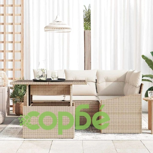 Градински комплект мебели 5 части полиратан бежов и кремав 100 x 55 x 73 см ➤ топ цена ➤ sorbe.bg