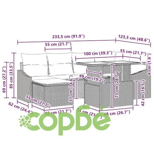 Градински комплект мебели полиратан 7 части с възглавници бежов и кремав ➤ топ цена ➤ sorbe.bg