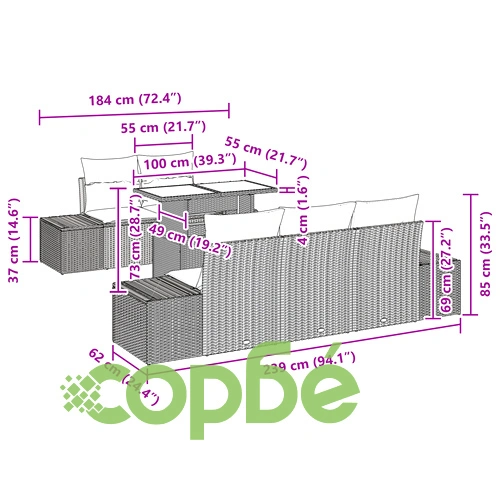 Комплект Градински Мебели от 6 Части - Сив Ратан, Полиестер и Стоманена Конструкция ➤ топ цена ➤ sorbe.bg