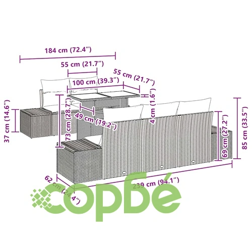 Градински комплект мебели 6 части полиратан бежов и кремав 100 x 55 x 73 см ➤ топ цена ➤ sorbe.bg