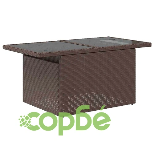 Градински комплект дивани 7 части за 6 души, полиратан, кафяво и червено ➤ топ цена ➤ sorbe.bg