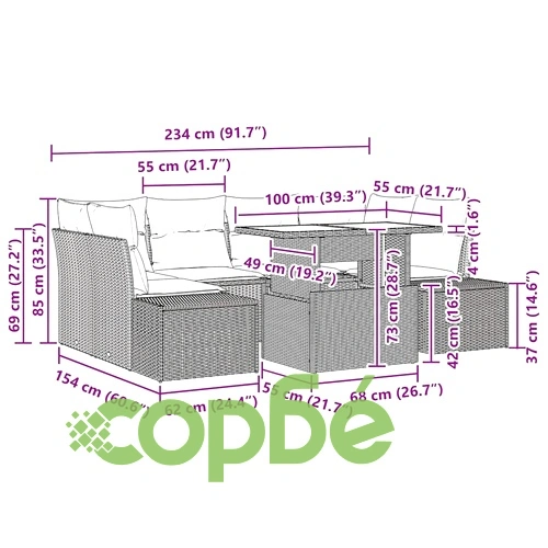Градински комплект мебели 7 части полиратан бежов и кремав 100 x 55 x 73 см ➤ топ цена ➤ sorbe.bg
