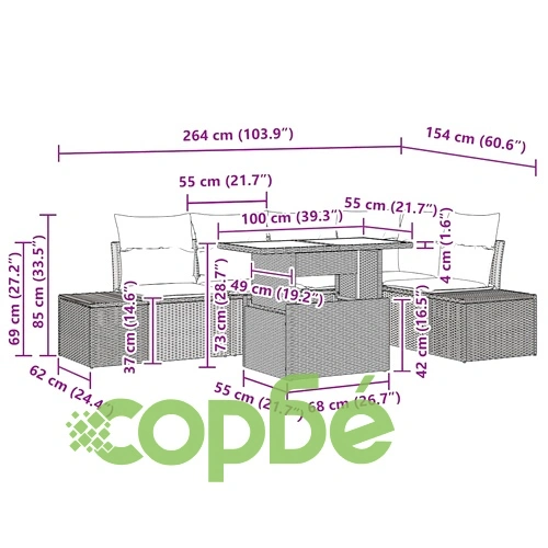 Градински комплект мебели 6 части с възглавници - бежов полиратан ➤ топ цена ➤ sorbe.bg