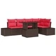 Градински комплект за сядане 6 части от полиратан за 5 човека, кафяво и червено
