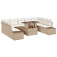 Градински диван комплект 10 части от натурален ратан - Бежов секционен комплект за тераса