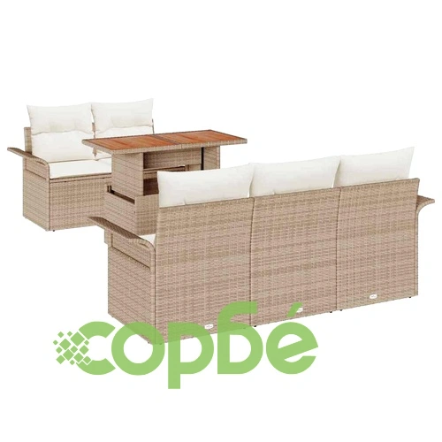 Градински комплект мебели 6 части полиратан акация 100x55x73 см бежов ➤ топ цена ➤ sorbe.bg