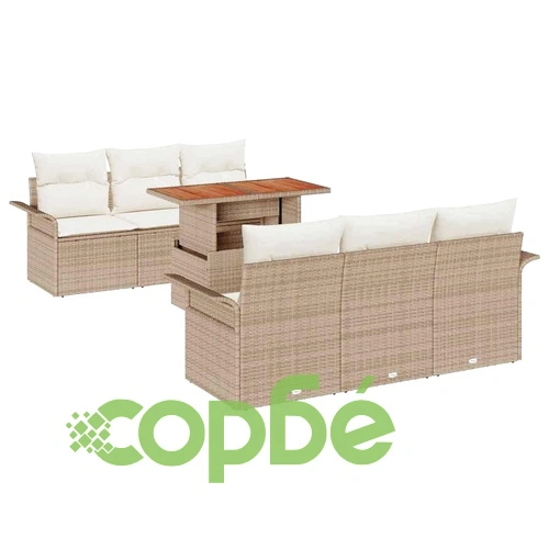 Градински комплект мебели 7 части полиратан бежово и кремаво 100 x 55 x 73 см ➤ топ цена ➤ sorbe.bg
