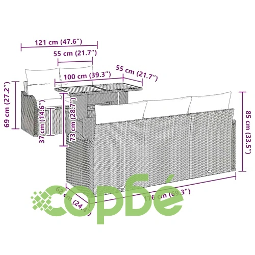 Градински комплект мебели 6 части полиратан бежов и кремав 100x55x73 см ➤ топ цена ➤ sorbe.bg
