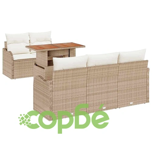 Градински комплект мебели 6 части полиратан бежов и кремав 100x55x73 см ➤ топ цена ➤ sorbe.bg