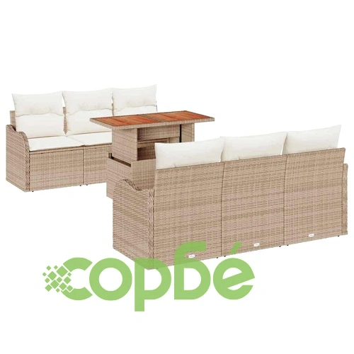 Градински комплект мебели 7 части полиратан акация бежов крем 100x55x73 см ➤ топ цена ➤ sorbe.bg