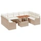 Градински комплект мебели 10 части с възглавници - бежов полиратан