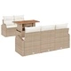 Градински комплект 6 части с възглавници бежов полиратан акация 100x55x73 см