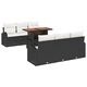 Градински комплект 7 части с възглавници полиратан черно и кремаво 100x55x73 см