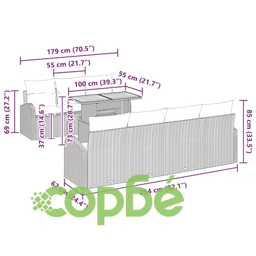 Градински комплект мебели 8 части с възглавници бежов полиратан акация 100x55x73 см ➤ топ цена ➤ sorbe.bg