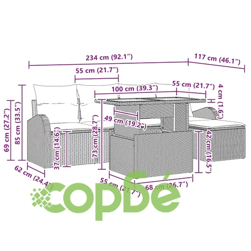 Градинска маса с 6 места и възглавници - полиратан, акация, бежово и кремаво ➤ топ цена ➤ sorbe.bg