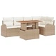Градински комплект от полиратан с възглавници 6 части бежов 100x55x73 см
