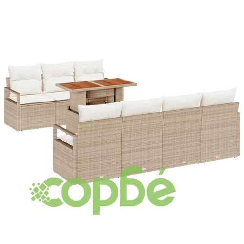 Градински комплект мебели 8 части полиратан акация 100x55x73 см бежов ➤ топ цена ➤ sorbe.bg
