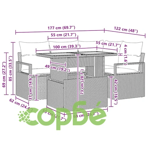 Градински комплект за сядане 5 части от полиратан с възглавници бежов и кремав ➤ топ цена ➤ sorbe.bg