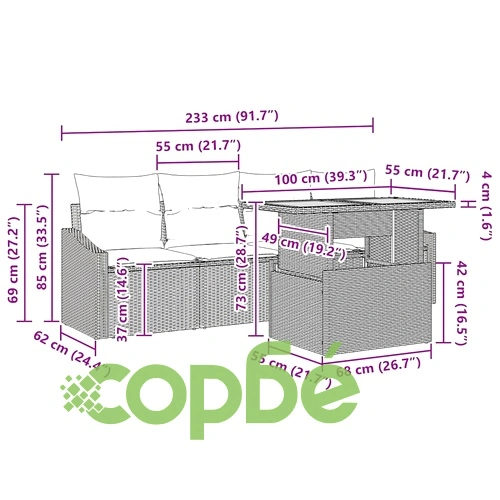 Градински комплект за хранене 5 части с възглавници бежов полиратан акация ➤ топ цена ➤ sorbe.bg