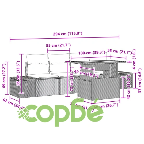 Комплект Градински Диван от 5 части от Натурален Ратан в Бежов цвят за Външно Пространство ➤ топ цена ➤ sorbe.bg