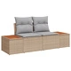 Комплект градински мебели от 7 части с бежов ратан - диван и маса за открито