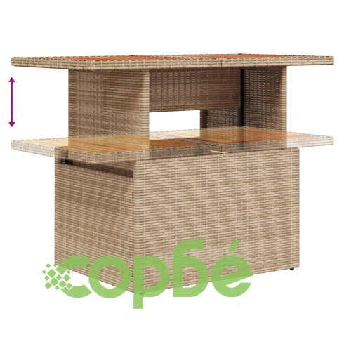 Комплект градински диван от 8 части - Бежов полиестер с бял ратан и пяна ➤ топ цена ➤ sorbe.bg