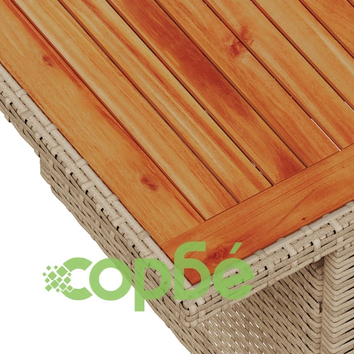 Комплект градински диван от 8 части - Бежов полиестер с бял ратан и пяна ➤ топ цена ➤ sorbe.bg