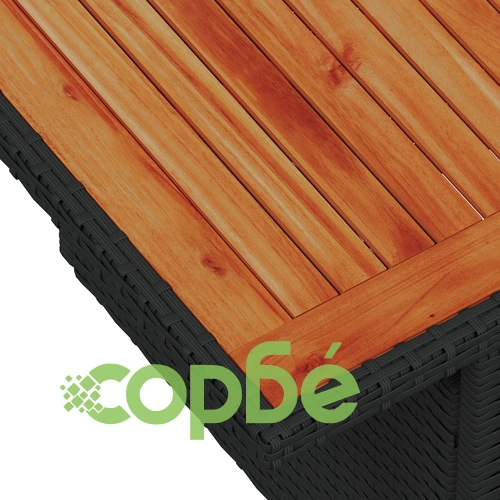 Градински комплект от 7 части с диван от естествен ратан в черен цвят ➤ топ цена ➤ sorbe.bg