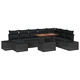 Градински Комплект от 9 Части с Черен Ратан - Правоъгълен Диван Сет за Открито