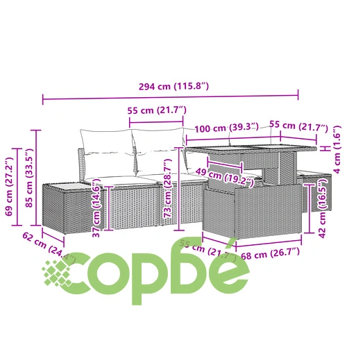 Градински Диван Комплект от 5 части от Полиратан в Бежов с Място за Съхранение ➤ топ цена ➤ sorbe.bg