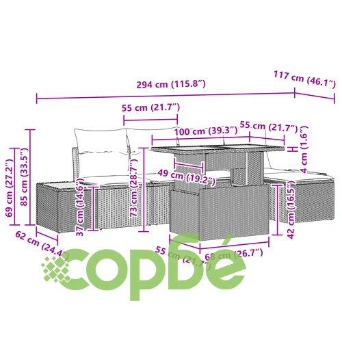 Градински диван комплект от 6 части - Полиратан, Бежов/Кремав, за 5 души ➤ топ цена ➤ sorbe.bg
