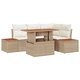 Комплект градински диван от 5 части от натурален ратан в бежов цвят
