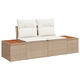 Градински комплект от 6 части с дивани от ратан в бежов цвят с кремави възглавници от полиестер