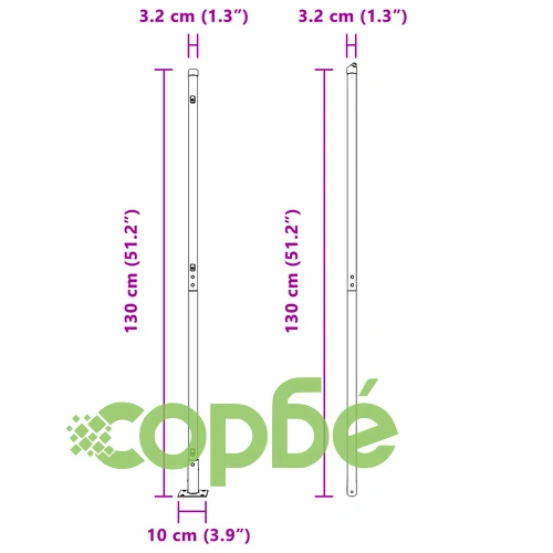 Комплект от 104 Оградни Стълба от Галванизирана Стомана, 3.2 x 3.2 x 68.5 см ➤ топ цена ➤ sorbe.bg