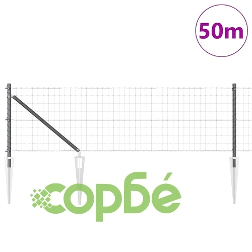 Евро ограда с колчета 0.4 x 50 м поцинкована стомана сива ➤ топ цена ➤ sorbe.bg