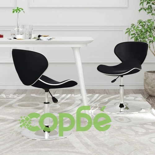 Трапезни столове, 2 бр, черни, от изкуствена кожа с регулируема височина ➤ топ цена ➤ sorbe.bg