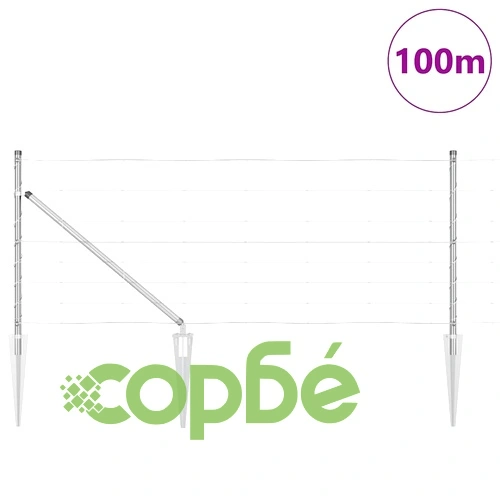 Ограда за пасища от поцинкована стомана 100 x 0.8 м сребриста ➤ топ цена ➤ sorbe.bg