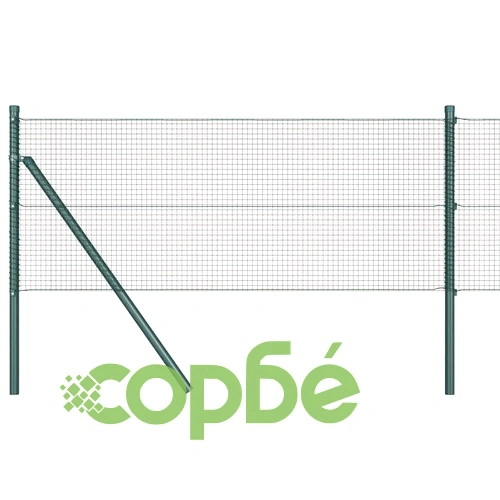 Оградна мрежа с колчета зелена 0.8 x 100 м стомана ➤ топ цена ➤ sorbe.bg